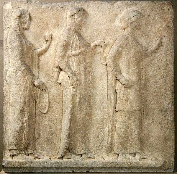 As Três Graças, relevo da Passagem dos Teores, de Thasos, c.470 a.C. (mármore) de Greek