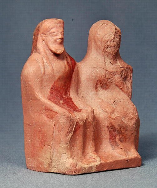 Duas figuras entronizadas, finais do século VI a.C. (cerâmica) (ver também 293748) de Greek