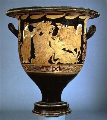 Sótão de algaravieira vermelha representando Boreas com Oreithya (olaria) de Greek