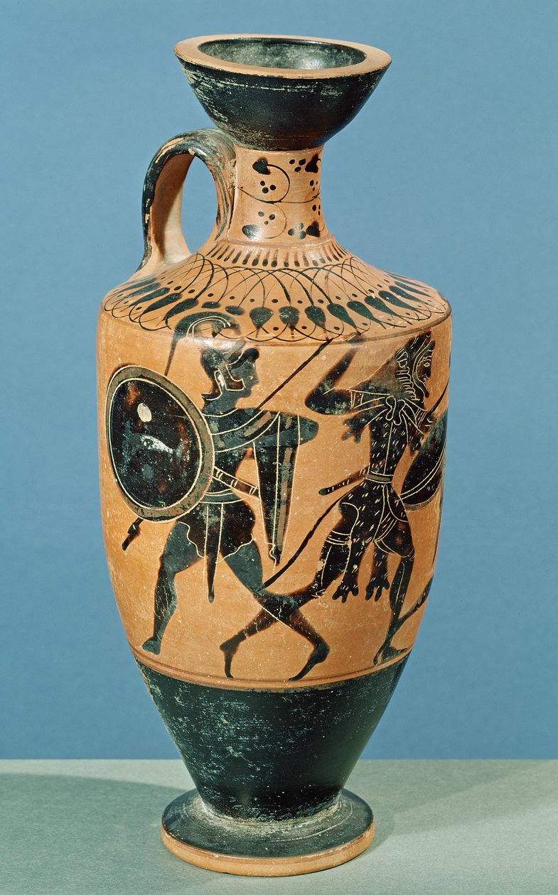 Lekythos estilo ático, representando Hércules e as Amazonas (cerâmica) de Greek School