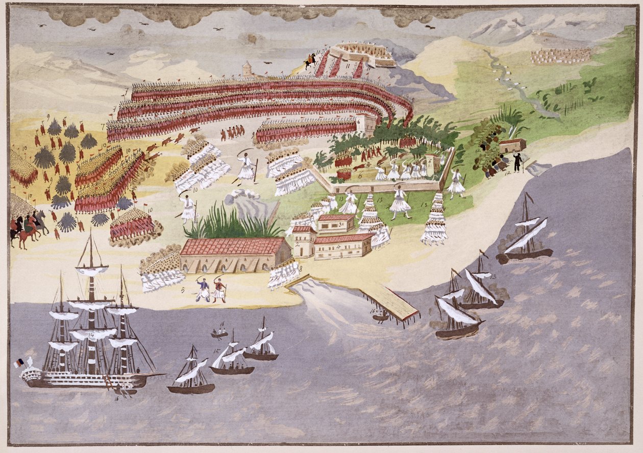 Batalha de Nauplia, placa 14 da História Pictórica da Guerra da Independência Grega pelo General Makryjannis de Greek School
