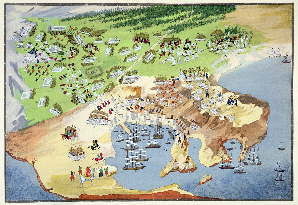 Batalha de Pireu, a partir da história pictórica da Guerra da Independência Grega de Greek School