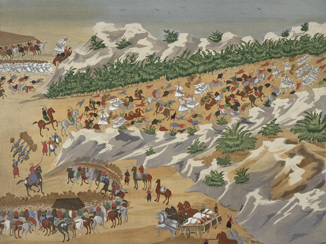 Batalha de Vasilika em 1821, da História Pictórica da Guerra da Independência Grega de Greek School
