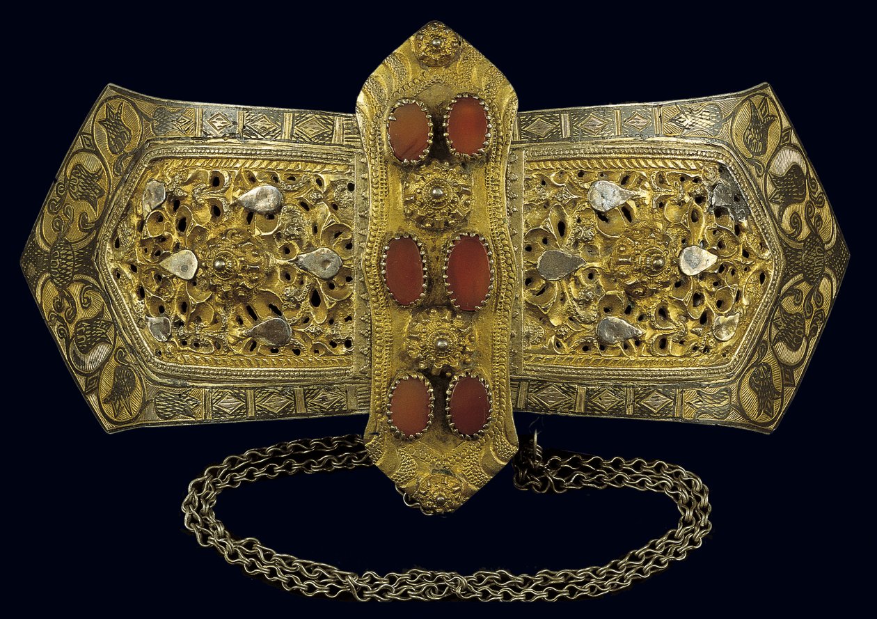 Fivela de cinto, de Ipeiros (prata dourada, ágata e niello) de Greek School