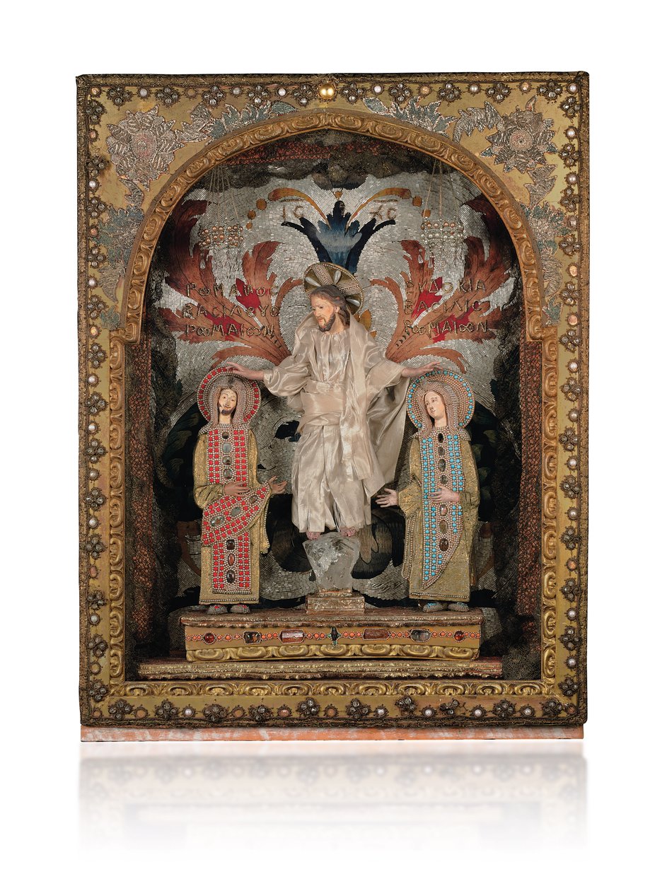 Cristo em um pedestal de cristal de rocha, ladeado pelo Imperador Romano II (938-963) e pela Imperatriz Eudoxia (945-949) de Greek School
