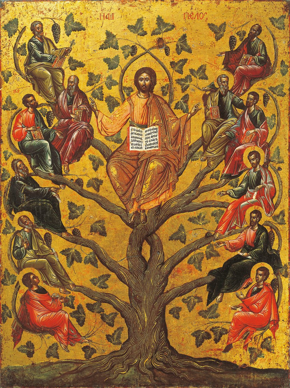 Ícone Cristo, o Verdadeiro da Videira de Greek School