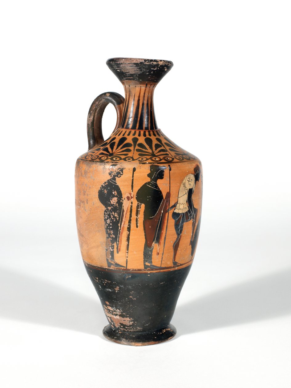 Lekythos, guerreiros armados para a batalha, 510-500 AC de Greek School