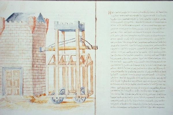 Ms Hunter 220 f.4v, 5r Battering ram, de 