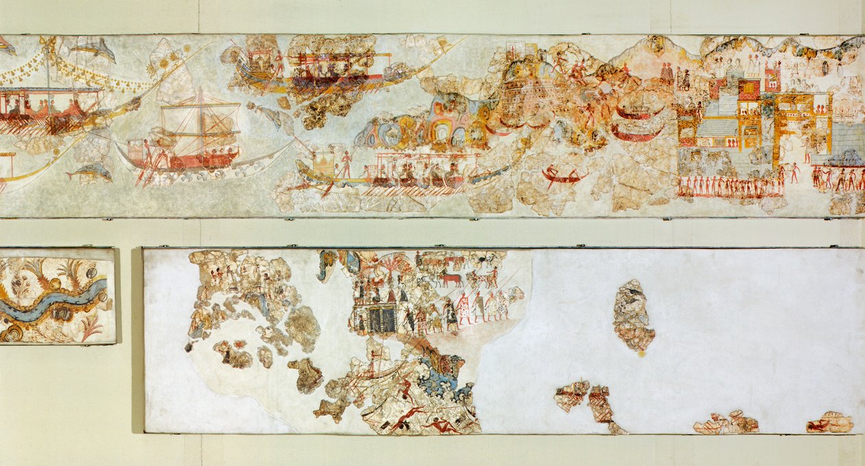 Expedições navais, Akrotiri fresco, Thera (hoje Santorini), Grécia, Civilização Minoana de Greek School