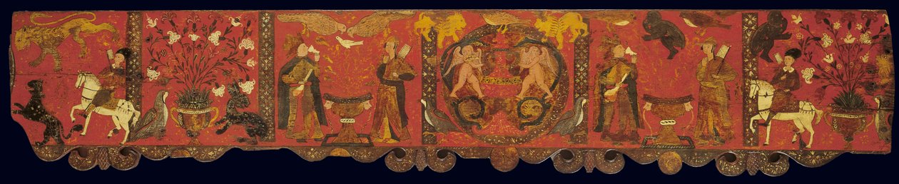 Parte de um painel decorativo, de Rodes, Dodecaneso (tempera de ovo em madeira) de Greek School