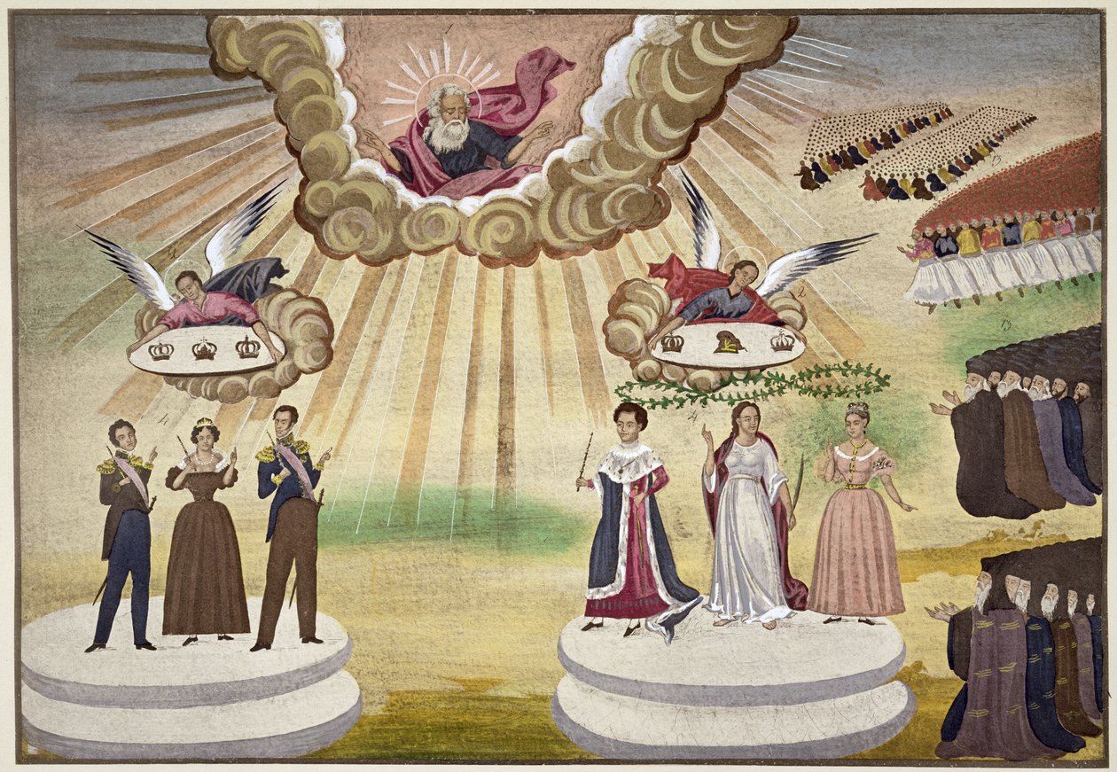 Orações aos Deuses pela Libertação da Grécia, placa 1 da História Pictórica da Guerra da Independência Grega pelo General Makryjannis de Greek School