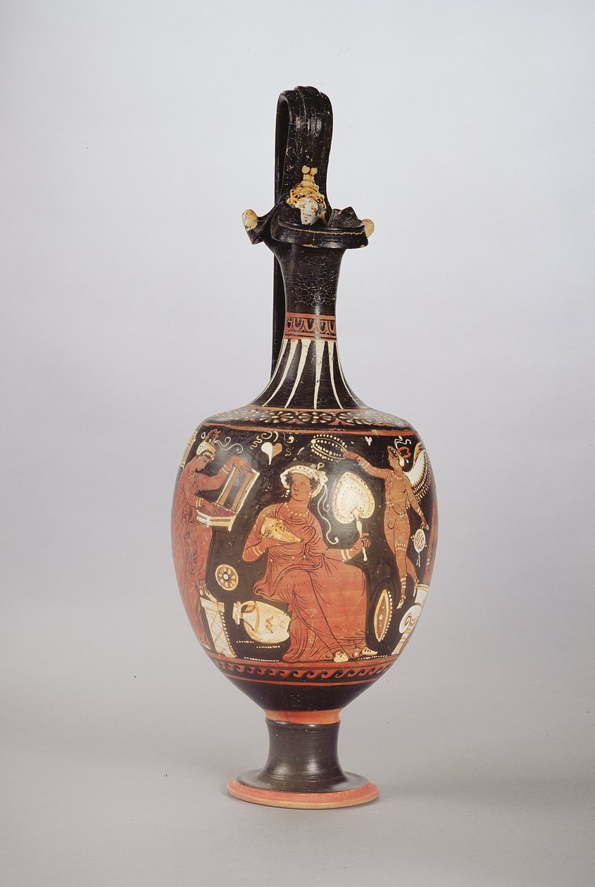 Figura vermelha e branca Oinochoe, c.310 BC (cerâmica) de Greek School