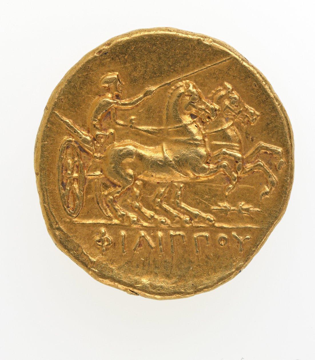 Reverso de um stater de Filipe II da Macedônia, 359-336 aC (ouro) de Greek School