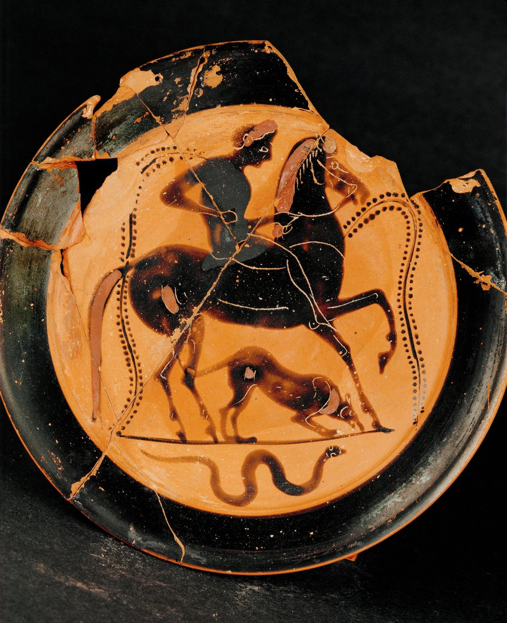 O cavaleiro e o seu cão (barro) de Greek School