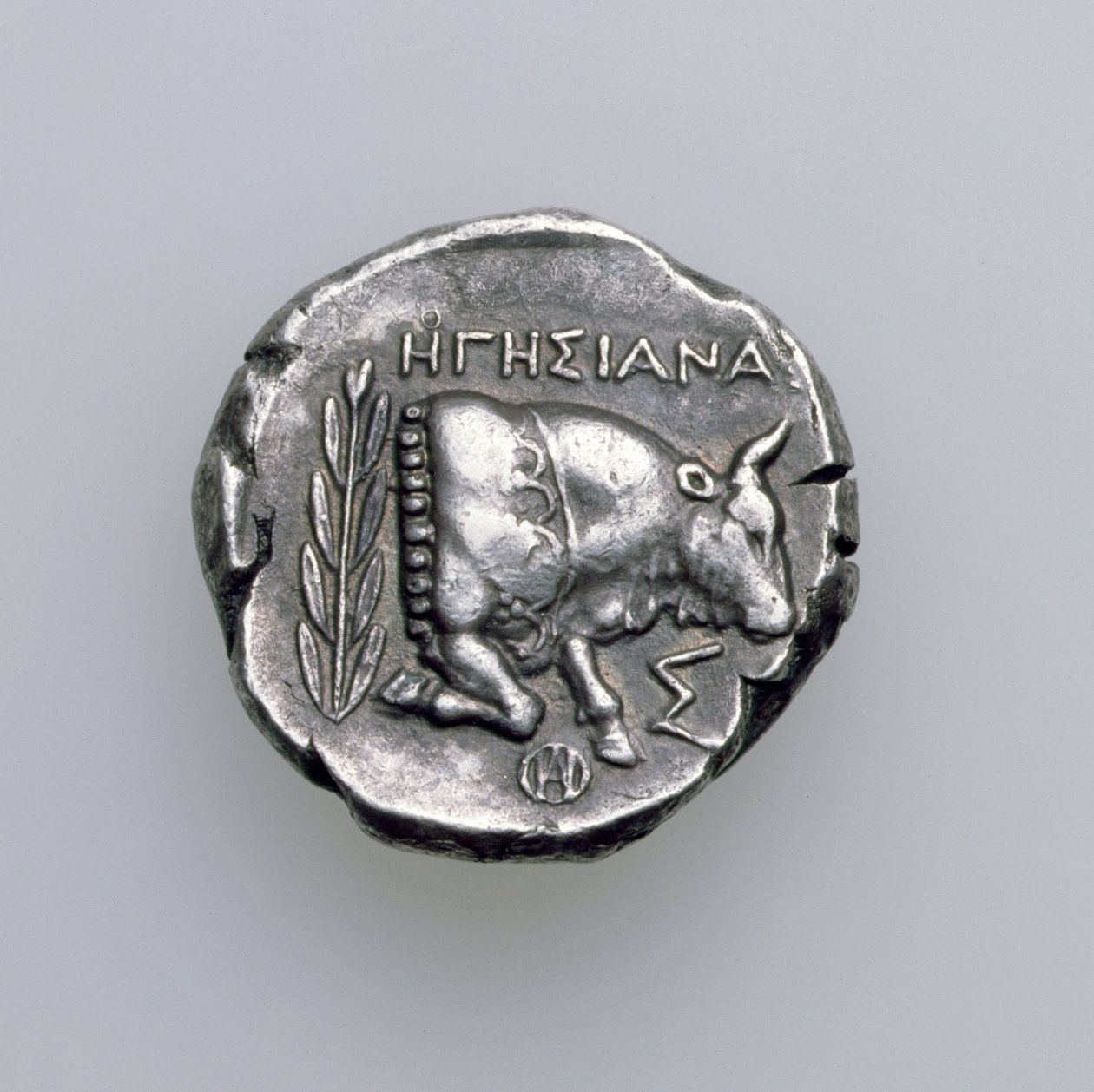 Tetradrachm de Samos, Ionia, representando um touro, c.390 aC (reverso) (prata) (para anverso ver 168076) de Greek School