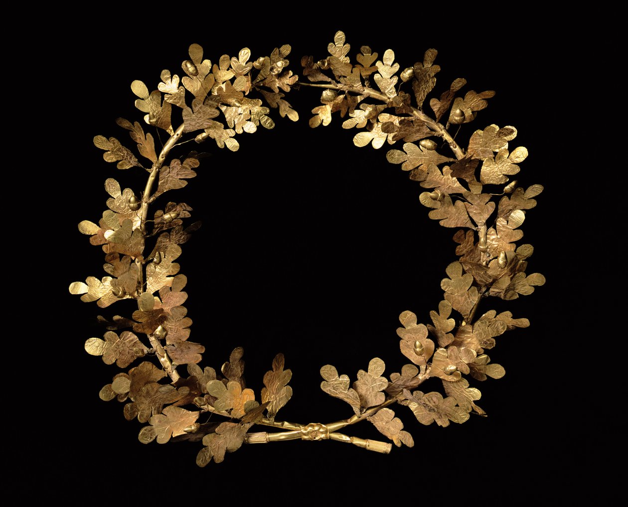 Grinalda de folhas de carvalho e bolotas, c.350-300 aC (ouro) de Greek School