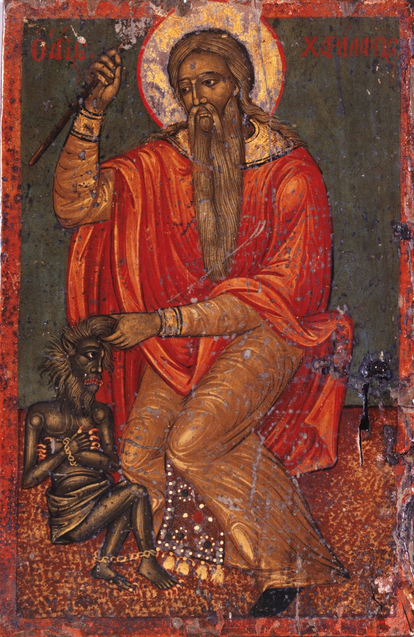 São Charalambos com Diabo de Greek icon