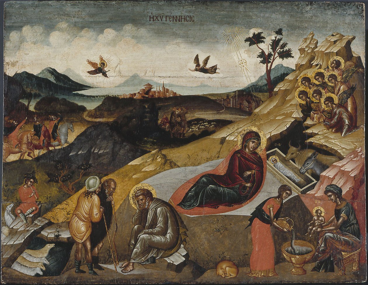 A Natividade de Cristo, c. 1490. de Greek icon.
