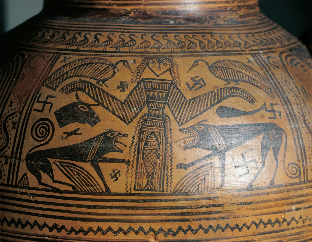 Civilização grega, ânfora boeociana, de Tebas, detalhe de Greek School