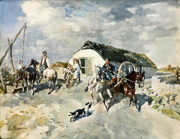 Na Fazenda (aquarela sobre papel) de Gregor von Bochmann