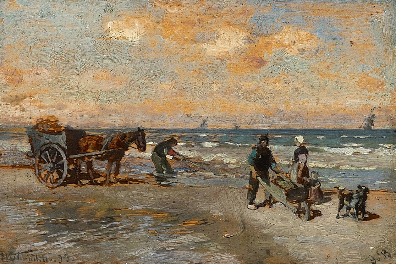 Os pescadores de caranguejo na costa do mar de Gregor von Bochmann