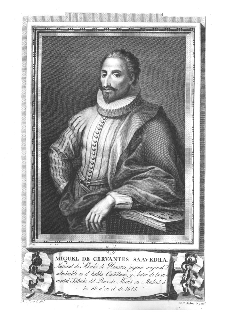 Retrato de Miguel de Cervantes Saavedra (1547-1616) gravado por Fernando Selma (1752-1810) de Gregorio Ferro