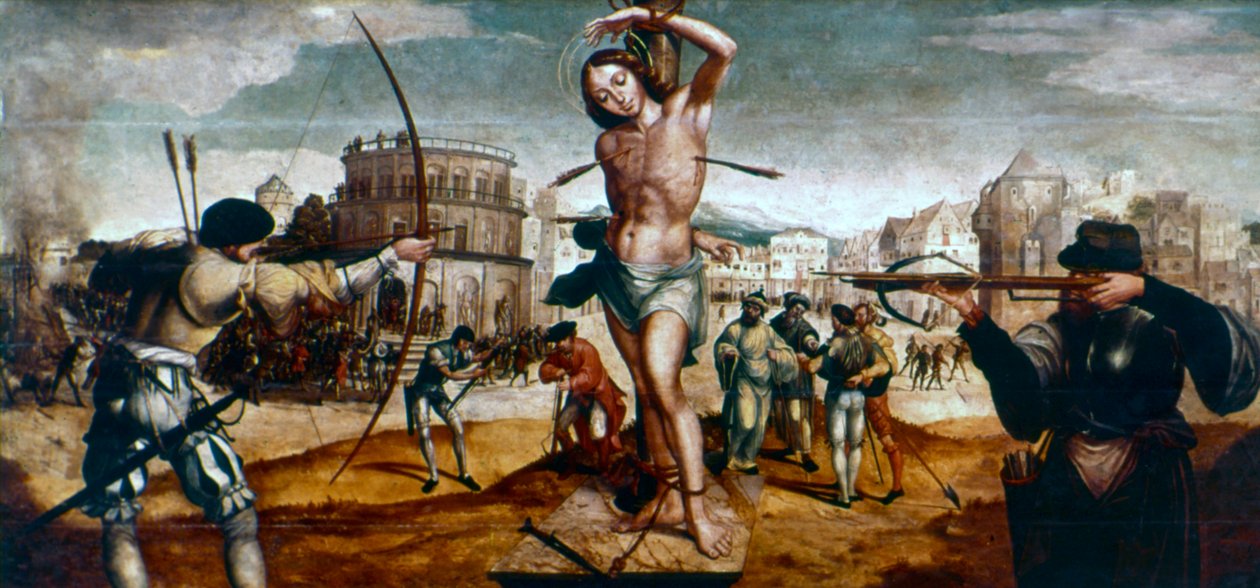 O martírio de São Sebastião, século XVI de Gregorio Lopez