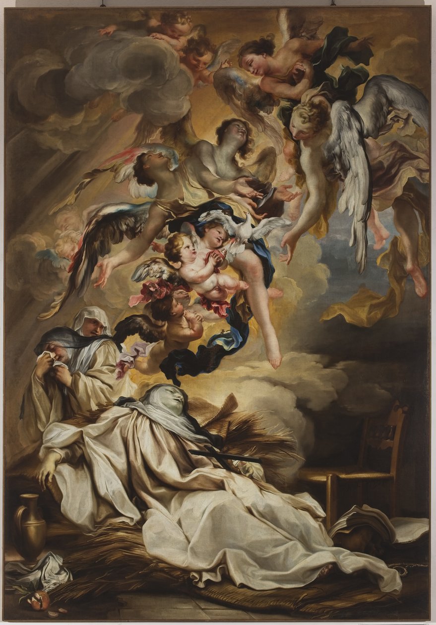 Morte de Saint Scholastica, c.1700 (óleo sobre tela) de Gregorio De Ferrari