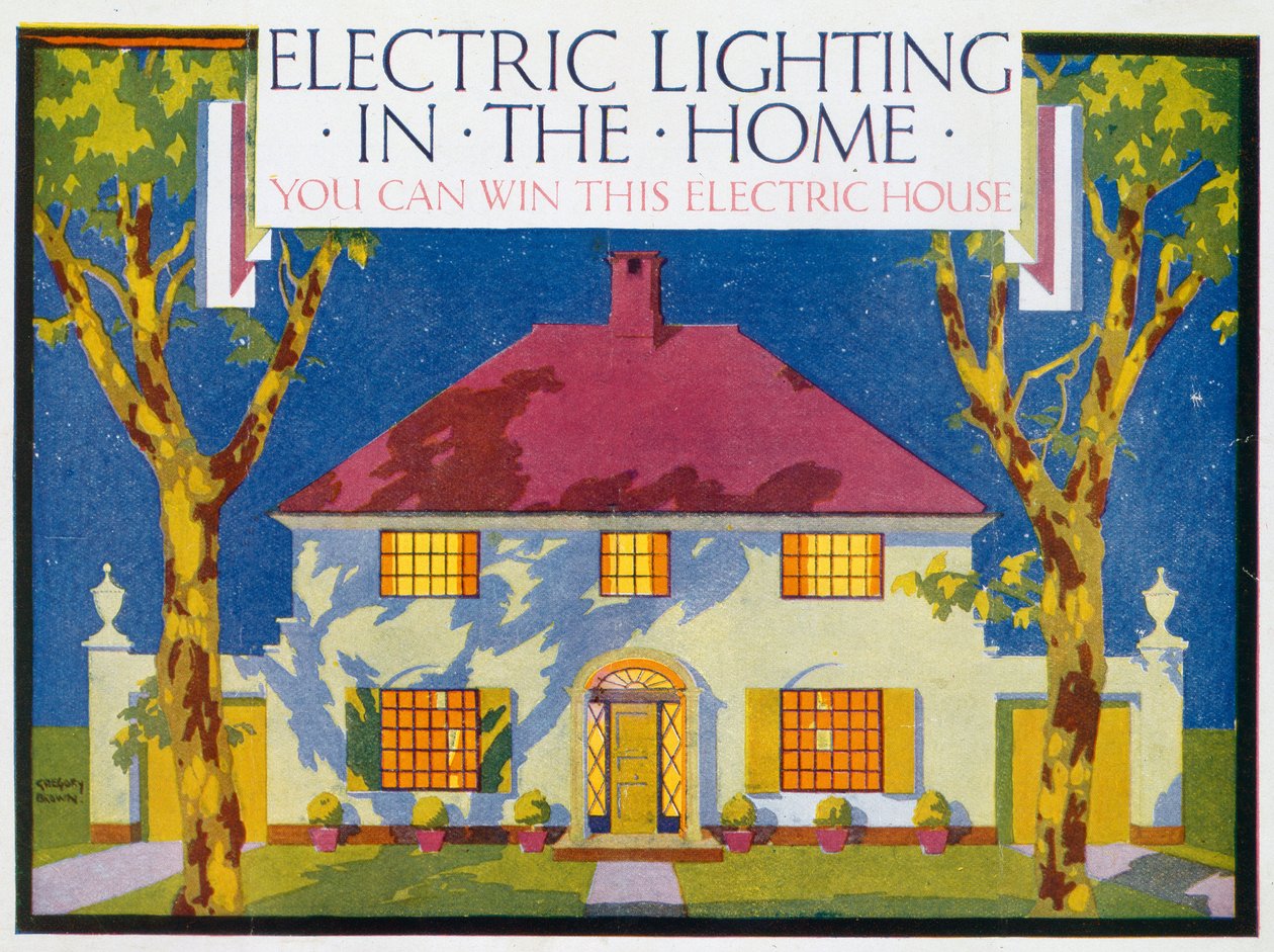 Iluminação Elétrica em Casa, 1910 de F. Gregory Brown