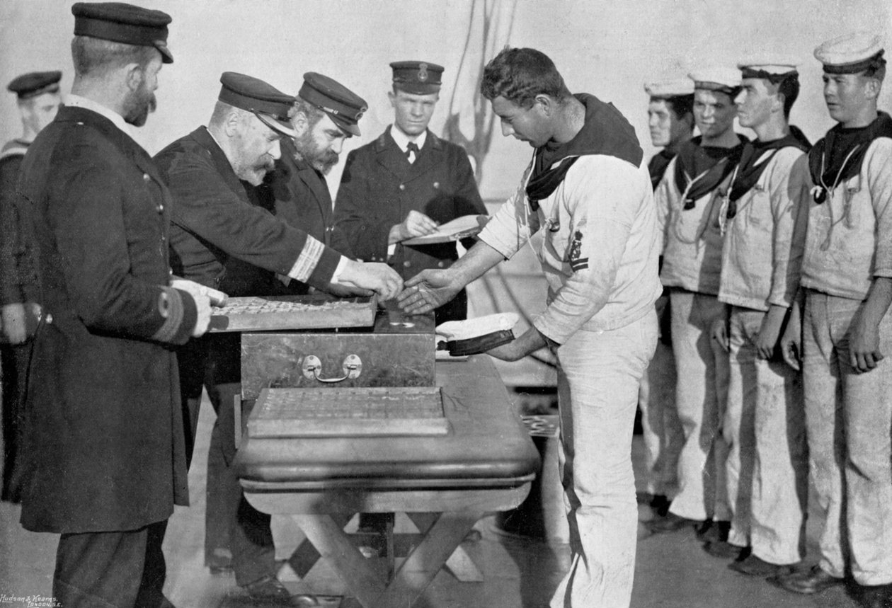 Dia de pagamento a bordo do HMS Royal Sovereign, 1895 de Gregory and Co