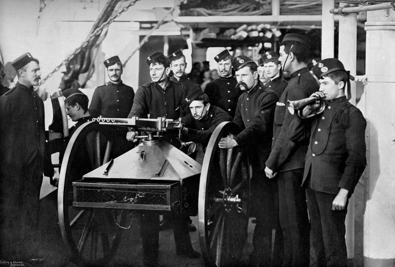 Repelir o exercício de pensionistas, Sheerness Gunnery School, Kent, 1896 de Gregory and Co
