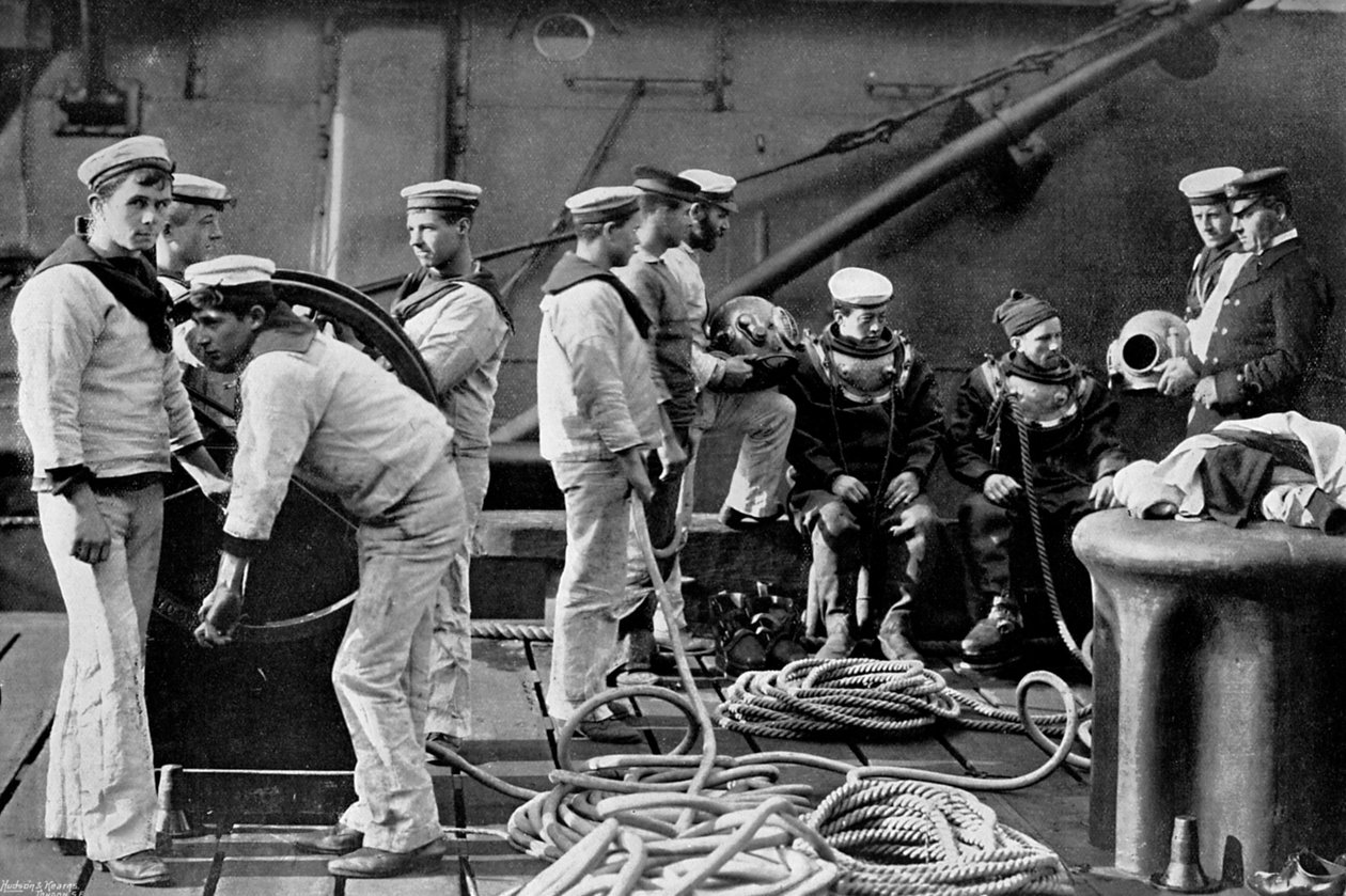 O mergulhador a bordo do navio, 1896 de Gregory and Co