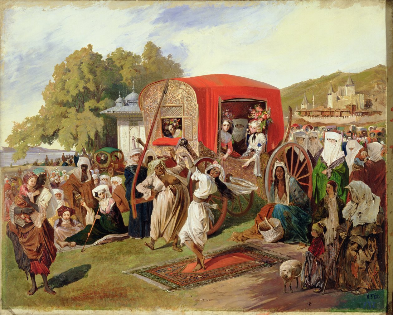 Festa ao ar livre na Turquia, c.1830-60 de Grigori Grigorevich Gagarin