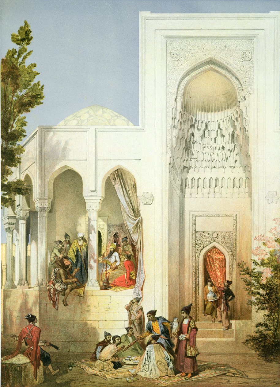 O palácio do Khan de Baku, península de Apsheron, placa 42 de um livro no Cáucaso, gravado por Mouilleron, Bayalos e Charles Claude Bachelier, bar. de Alfred Leon Lemercier, 1847 de Grigori Grigorevich Gagarin