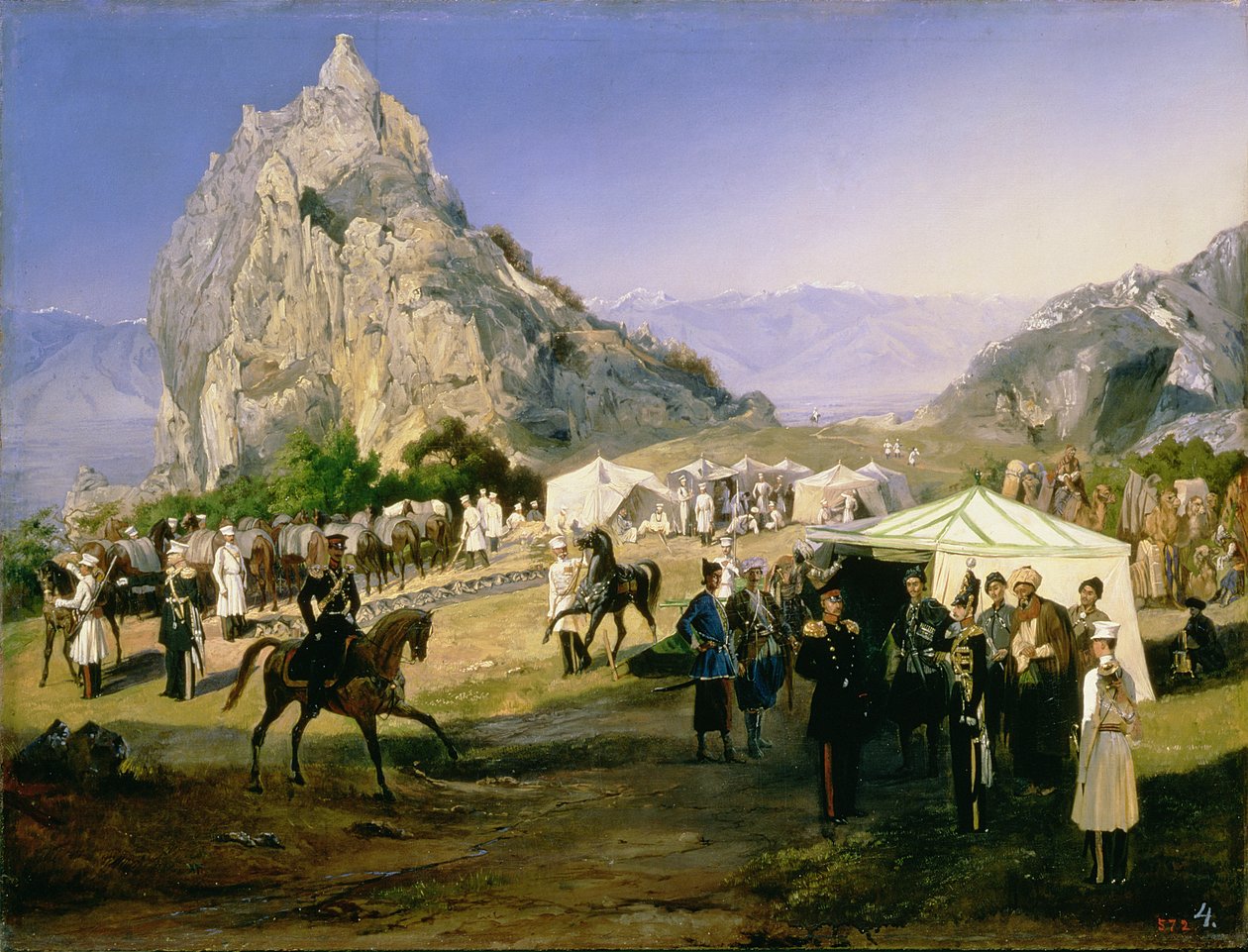 O Acampamento de Verão do Regimento de Nizhegorodsky Dragoons perto de Karagach de Grigori Grigorevich Gagarin