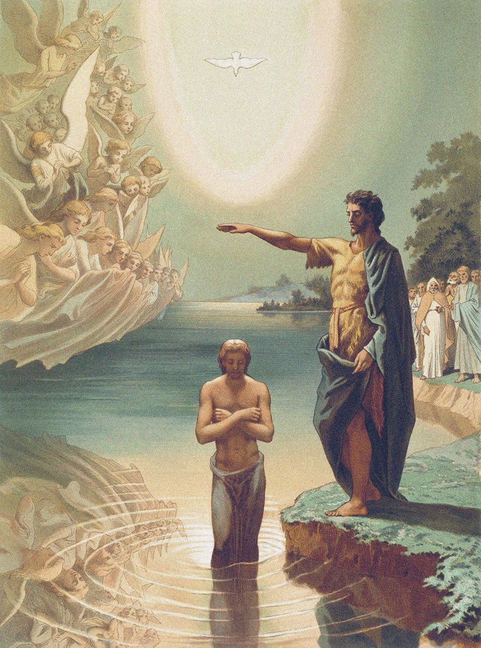O Batismo de Cristo, c.1860 (litho) de Grigori Grigorevich (after) Gagarin
