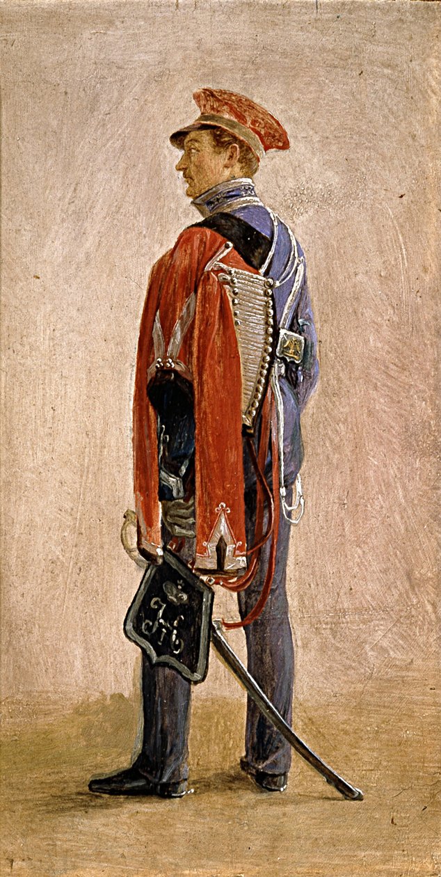 Retrato de PM Kunitsky, Hussar do Regimento Hussardos William, príncipe de Nassau, 1832 de Grigori Grigorevich Chernetsov