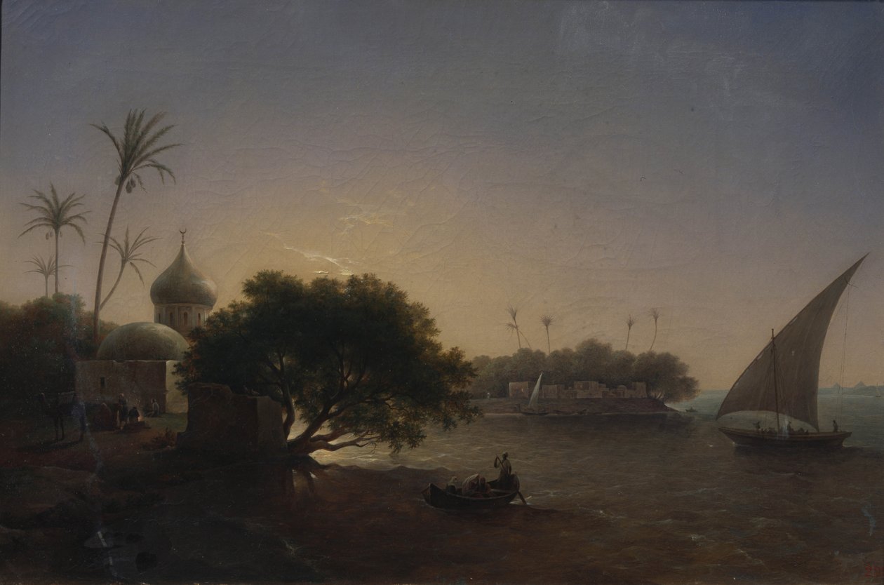 Vista do Nilo no Egito, 1851 de Grigori Grigorevich Chernetsov