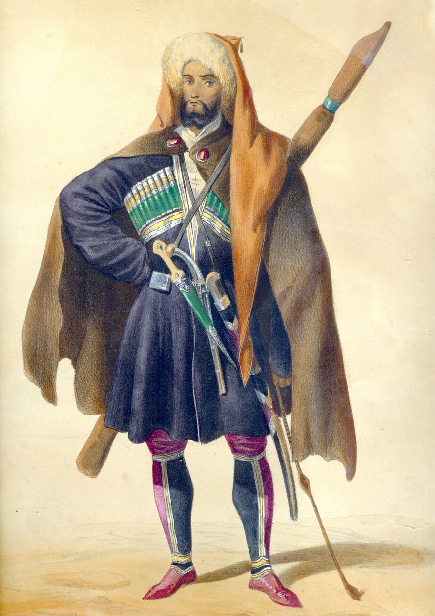 Um circassiano De: cenas, paisagens, dados e figurinos do Cáucaso, 1840 de Grigori Grigorevich Gagarin