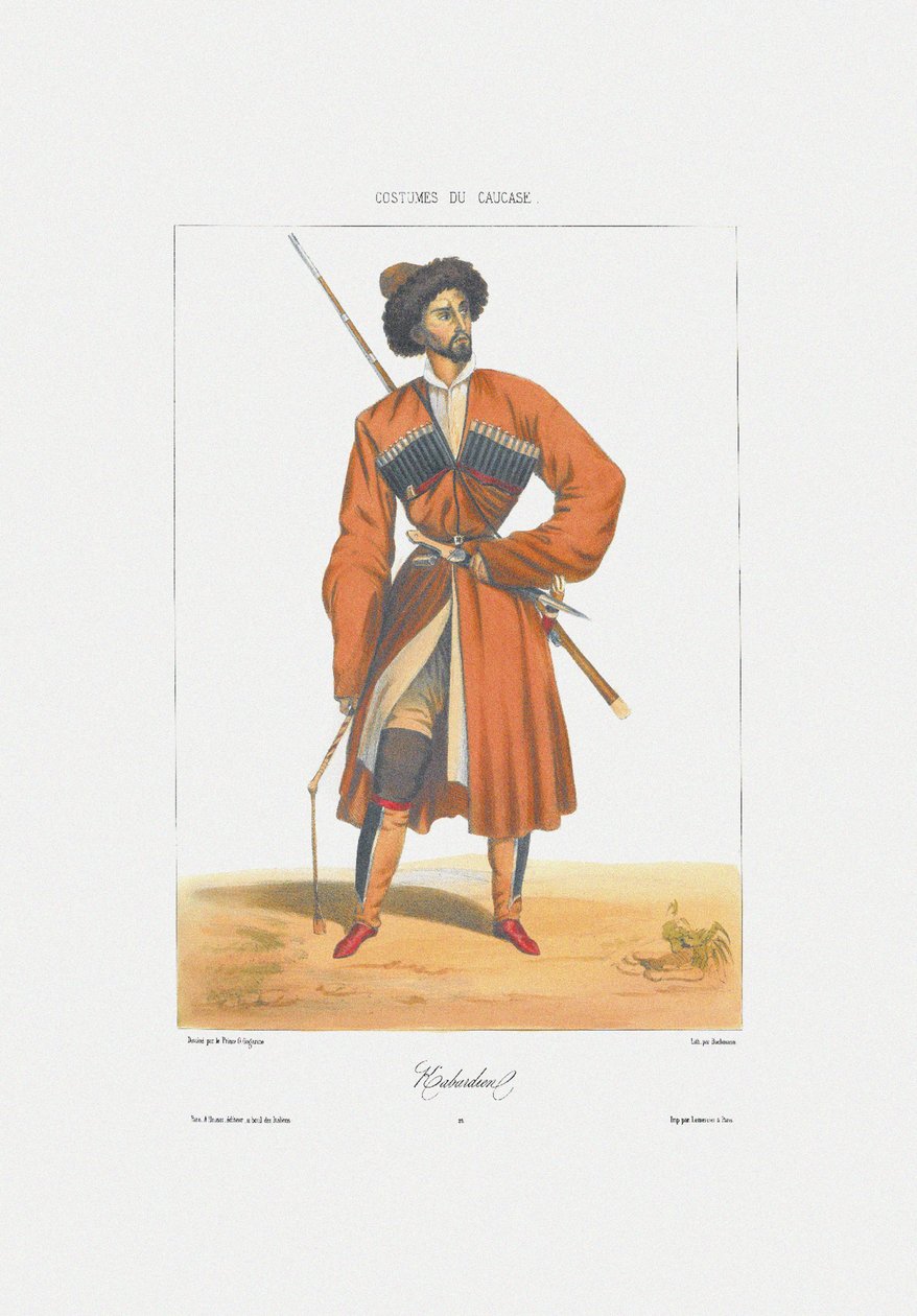 Um homem Kabardin De: cenas, paisagens, dados e figurinos do Cáucaso, 1840 de Grigori Grigorevich Gagarin