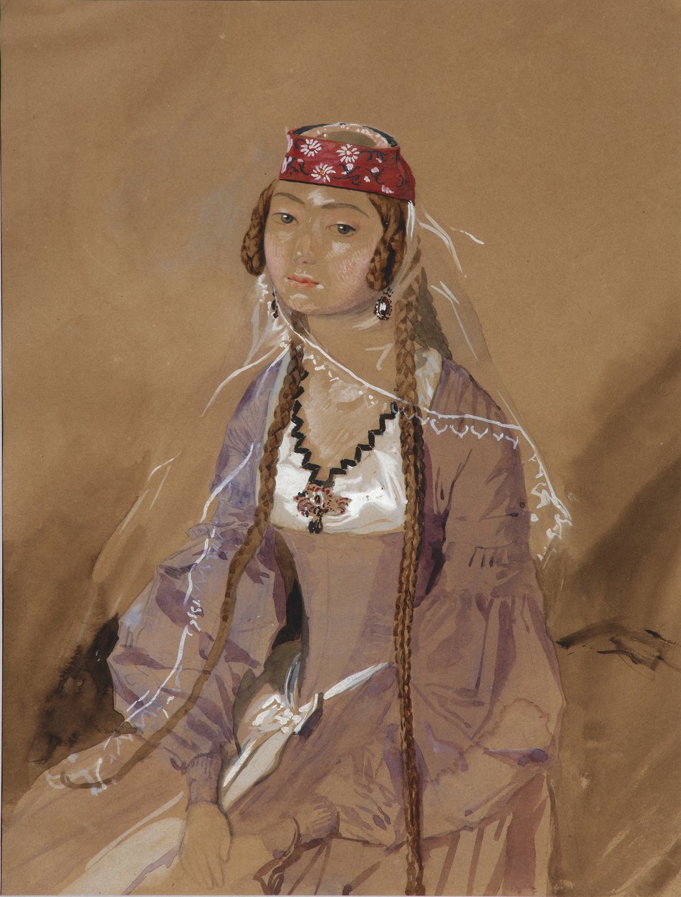 Retrato da condessa Marta Sologashvili, princesa Eristavi, 1840-1842 de Grigori Grigorevich Gagarin