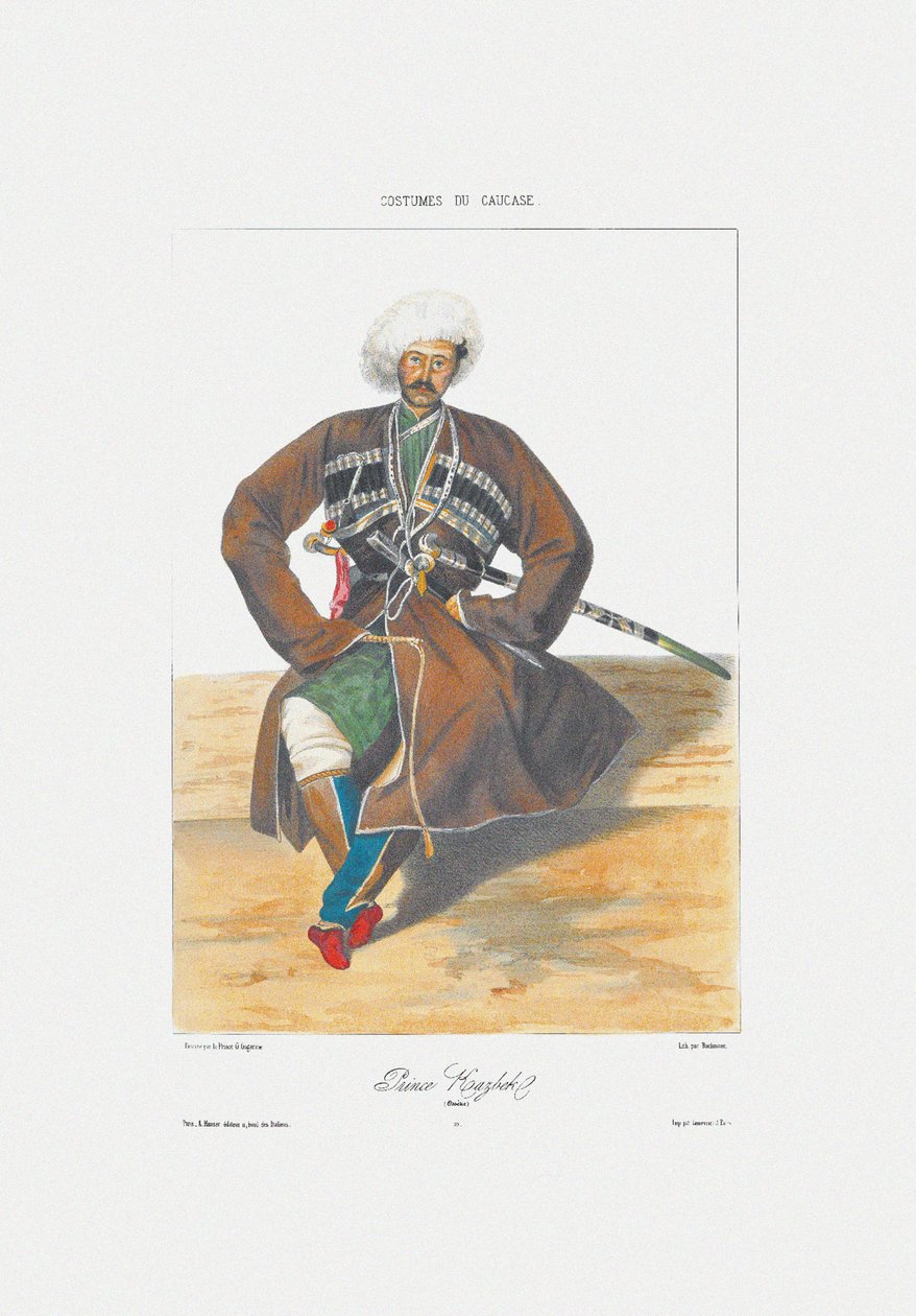 Príncipe Kazbek da Ossétia De: Cenas, paisagens, danças e trajes do Cáucaso, 1840 de Grigori Grigorevich Gagarin