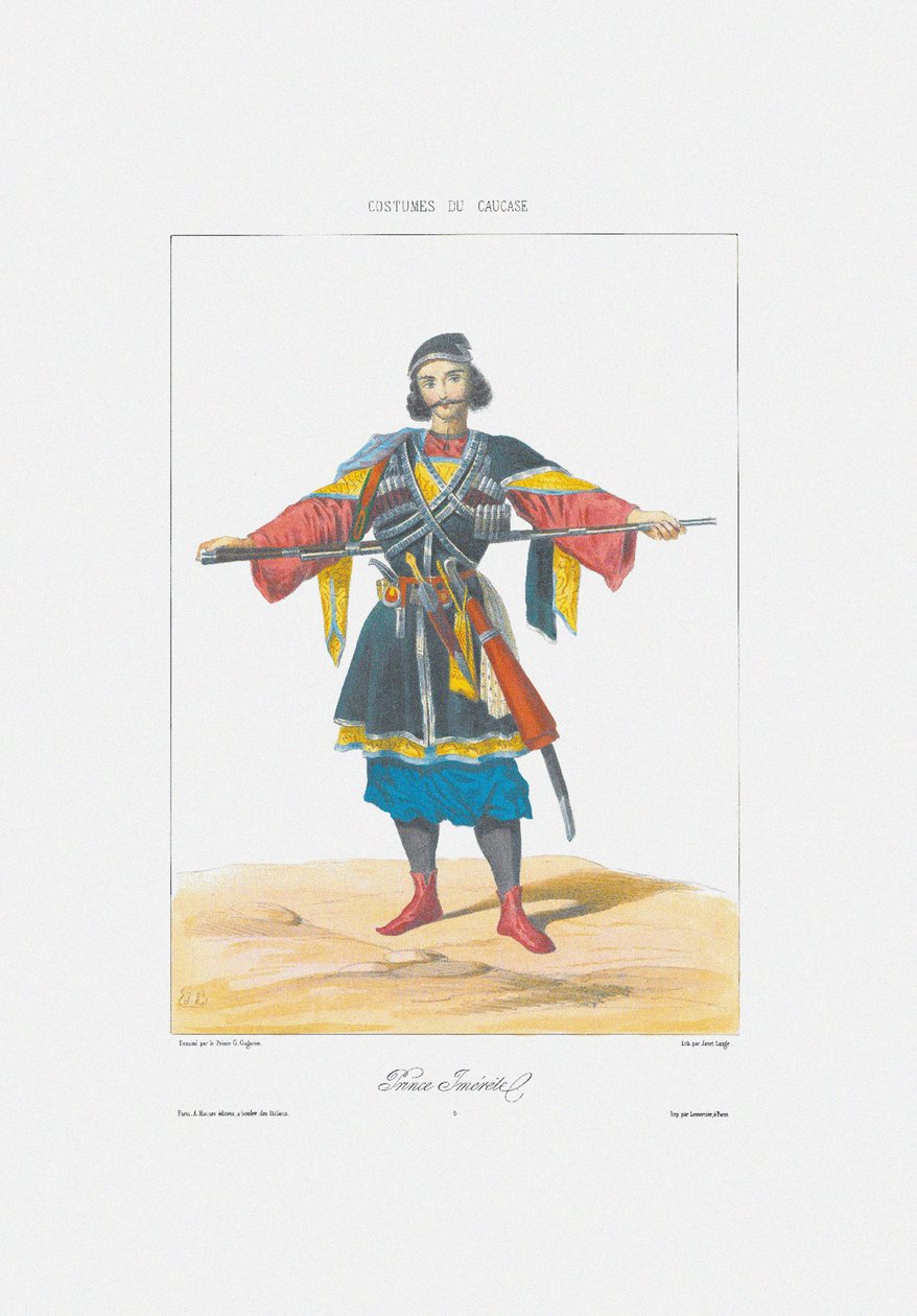 Príncipe de Imereti De: cenas, paisagens, dados e figurinos do Cáucaso, 1840 de Grigori Grigorevich Gagarin