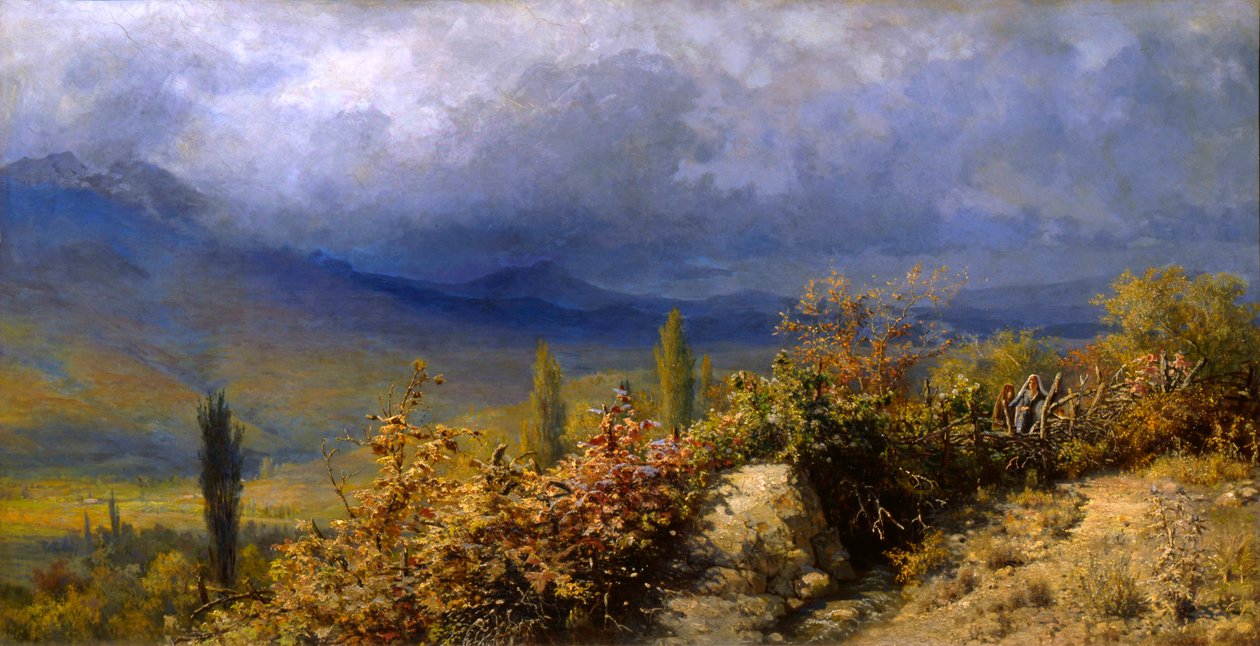 Outono vista da Crimeia, 1884. de Grigori Grigorievich Mjasoedov