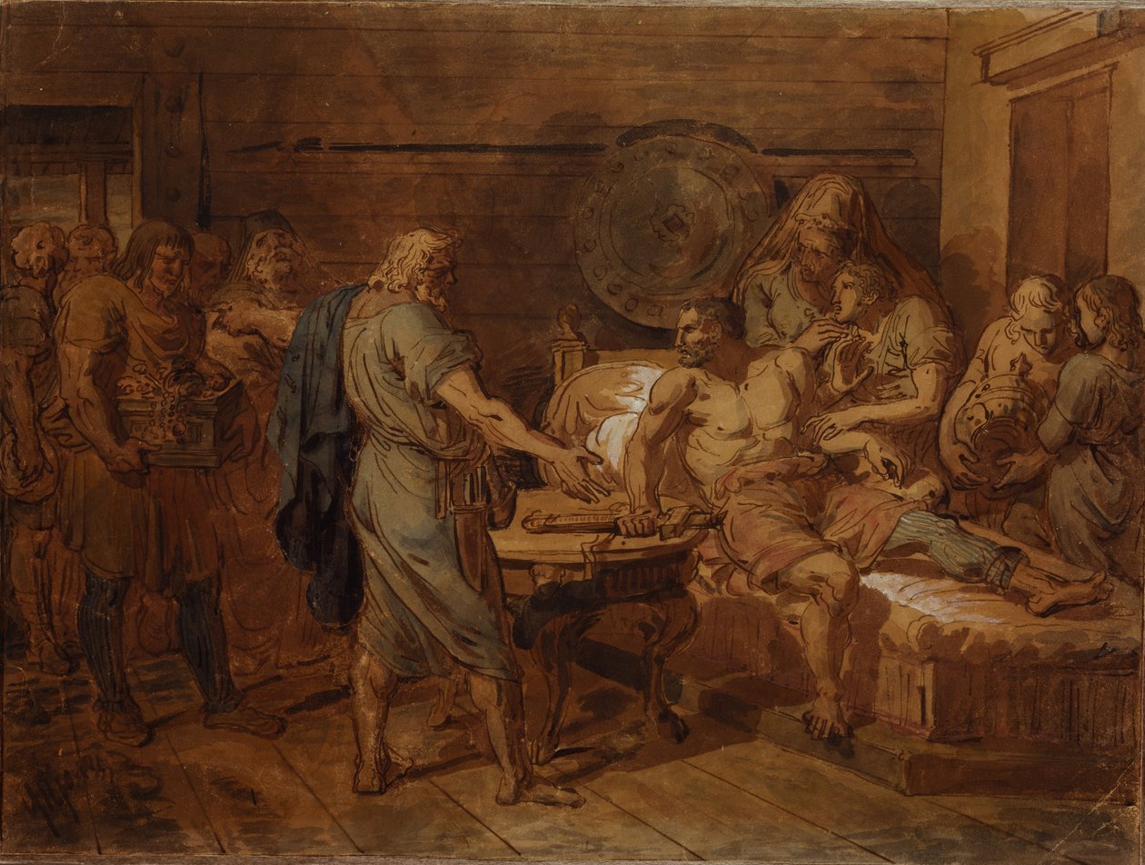 O apelo de Kuzma Minin ao príncipe Dmitry Pozharsky, 1800 de Grigori Ivanovich Ugryumov