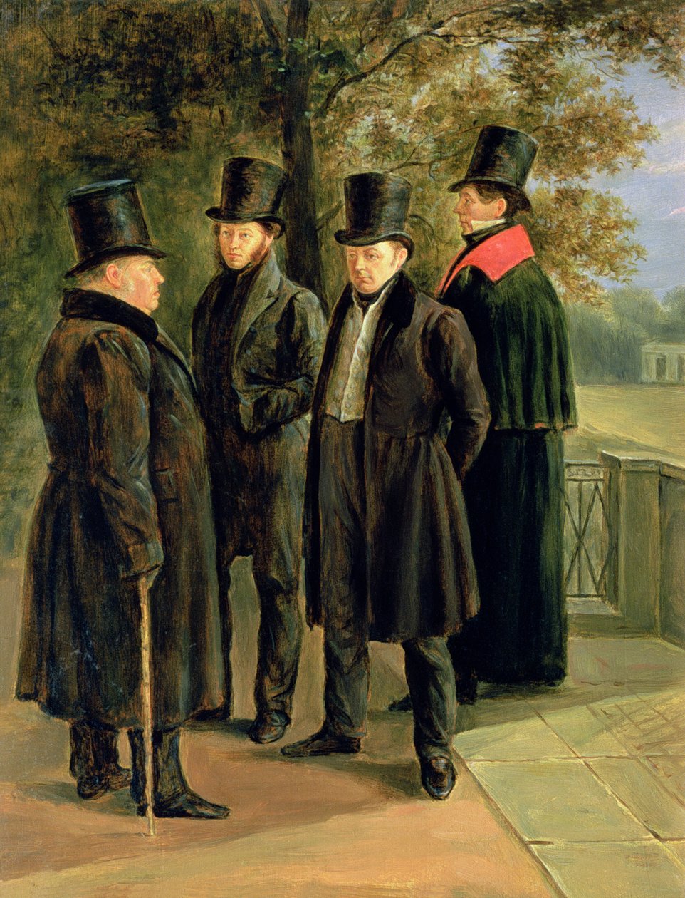 Os poetas Aleksandr Pushkin (1799-1837), Ivan Krylov (176869-1844), Vasily Zhukovsky (1783-1852) e Nicolai Gnedich (1784-1833) de Grigory Tchernezov