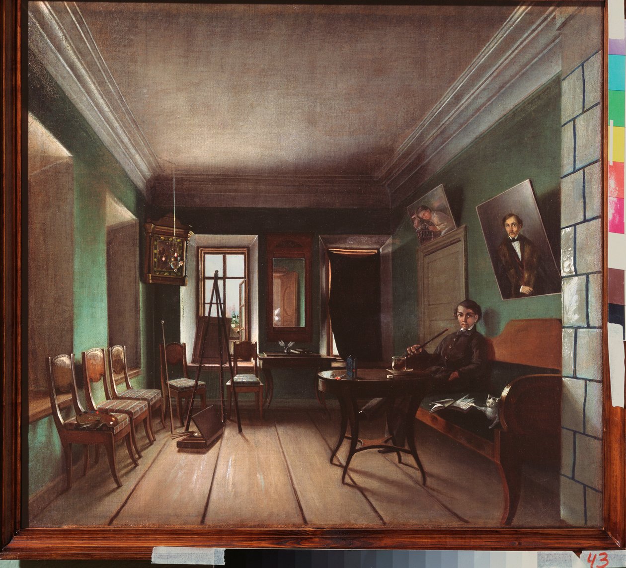 Interior da Casa de Bykov - Pintura de Grigori Vasilyevich Yurov (?- após 1896), óleo sobre tela, ca. 1850, arte russa de Grigory Vasilievich Yurov