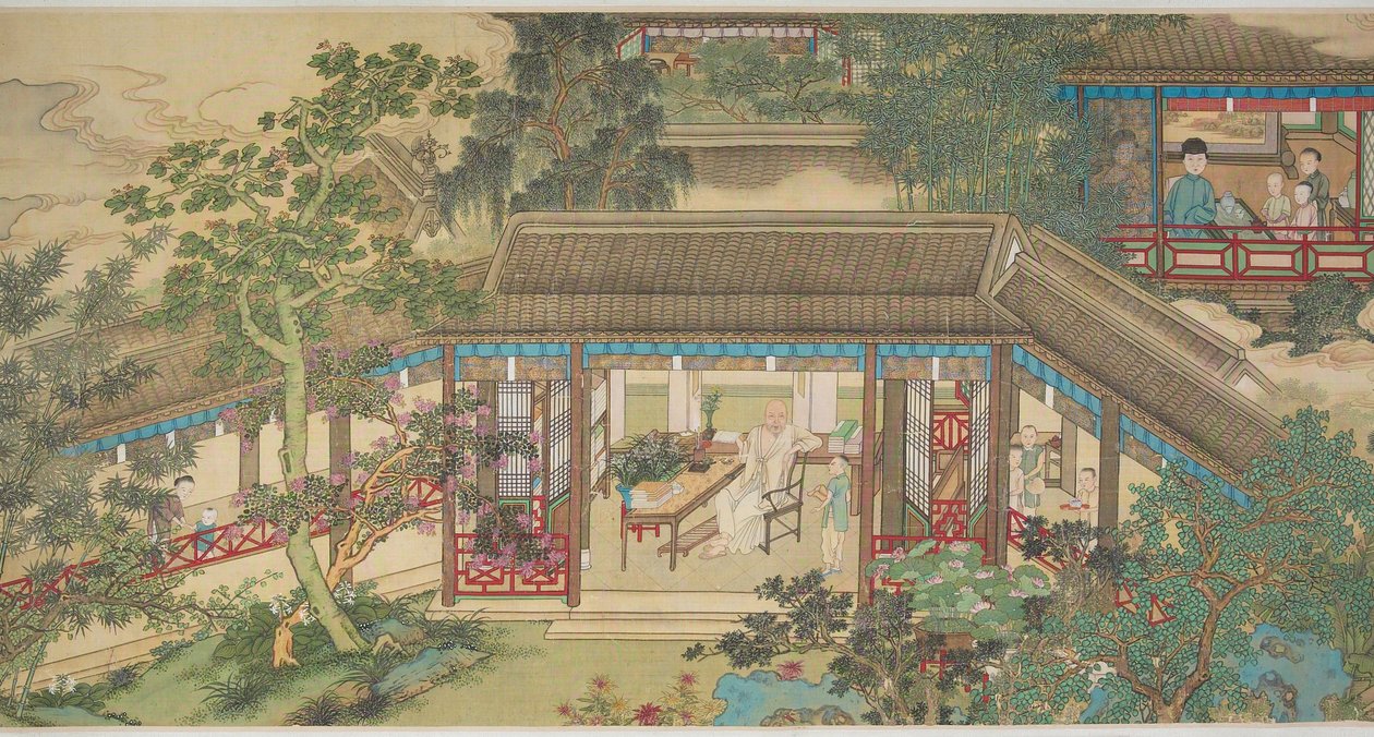 Retrato de Wang Shih-min (tinta e cores em seda) de Gu Jianlong