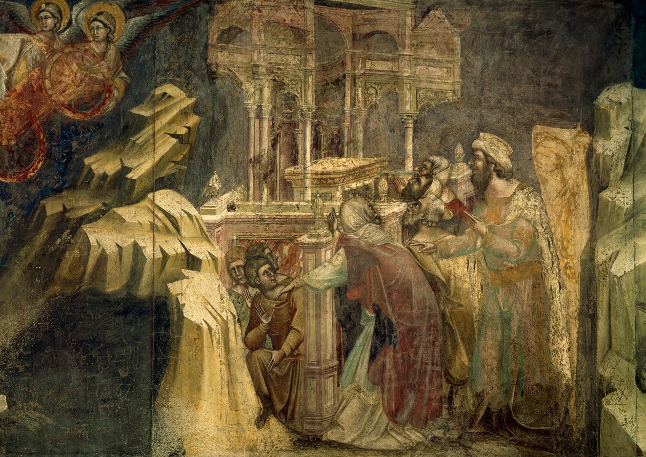 Episódio do Antigo Testamento, de Guariento di Arpo (ativo 1338 - falecido em 1367 ou 1370), afresco da Cappella dei Carraresi, Pádua, Itália. de Guariento di Arpo
