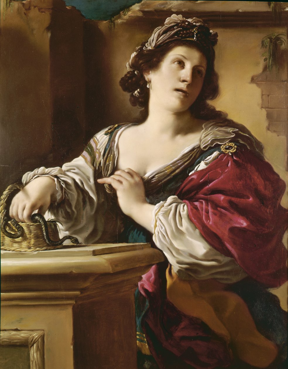Cleópatra (óleo) de Giovanni Francesco Barbieri